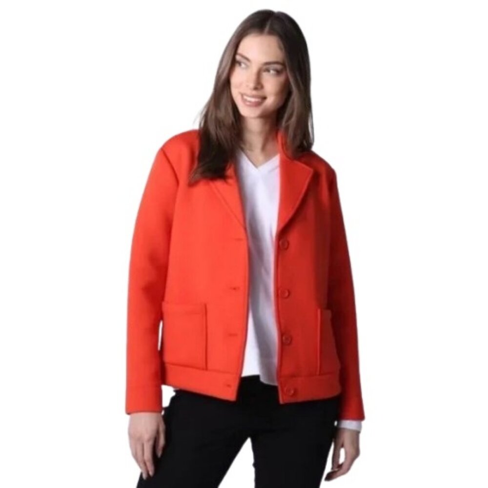 MarlaWynne Layers red orange scuba boxy jacket size S